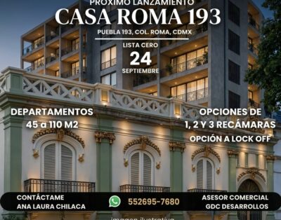 PREVENTA CASA ROMA 193 PRÓXIMO LANZAMIENTO LISTA CERO